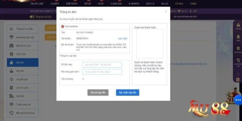 Mu88 - Link Vào Mu88 Com Chính Thức Uy Tín Nhất 2025 10 Người chơi có thể nạp tiền vào nhà cái Mu88 24/7.
